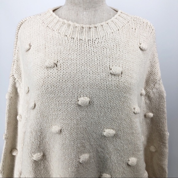 Zara Knit M Cream Chunky Bobble Sweater Pullover Boxy Oversized EUC - Picture 3 of 10